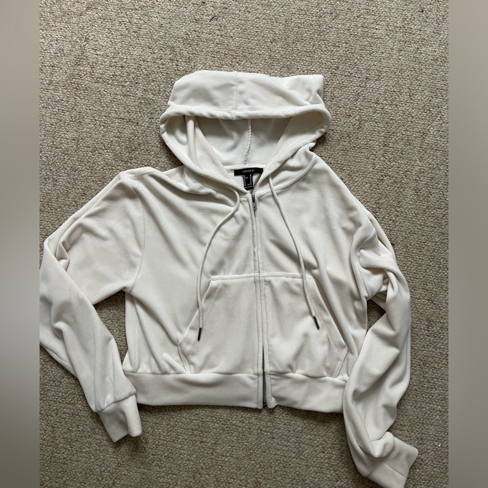 forever 21 velvet cream colored zip up